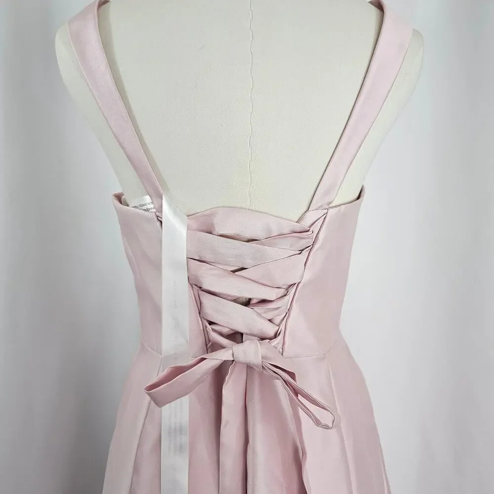 Alfred Sung Pink Bustier Lace Up Back Pocketed Satin Gown Women's Size 12R NWOTF - Picture 11 of 16
